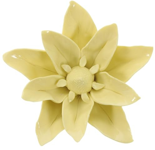DIYEAH Decorazione da Parete in Ceramica Fiori Giglio 3D Gialli Decorazione di Sfondo Artistica Media per Soggiorno Camera da Letto e Ufficio Gancio Facile