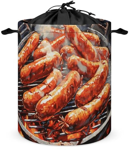Large Laundry Hamper Sausage on Fire Laundry Basket with Handles Freestanding Waterproof Clothes Hamper for Laundry Room Bedroom Bathroom College Dorm