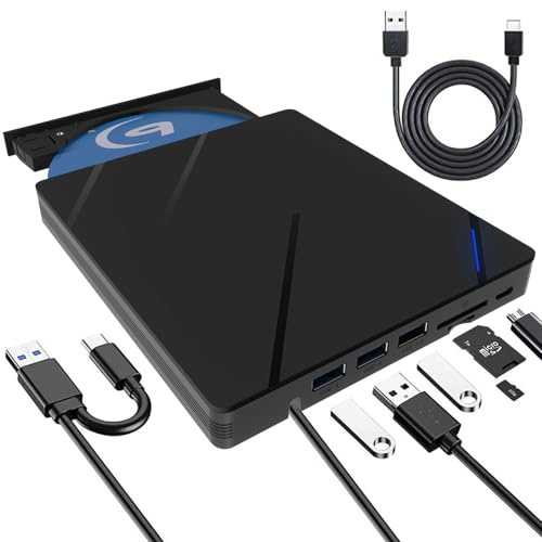 FJXMZQ Portable Lecteur Externe Blu Ray, USB 3.0 & Type-C Bluray Lecteur, Graveur Bluray Externe BD CD DVD RW ROM Blu-Ray lecteurs pour Ordinateur Portable Mac PC Windows 10/8/7/XP/Linux/MacOS