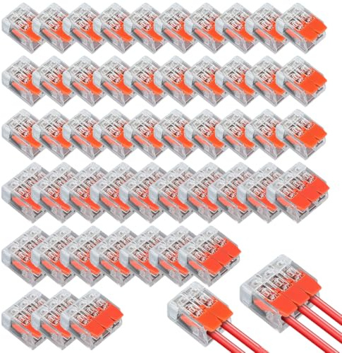 MOLZINY 50 Piezas Conectores Eléctricos Rapidos, 2 3 Vías Bloques de Terminales, Empalmes Cables Electricos, Bornes de Conexion Electrica, Conectores de Bloques de Terminales