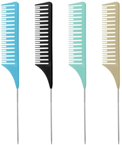4 pettini per ciocche, 1,5 mm, con manico standard, pettine da donna, pettine per parrucchiere, per parrucchiere, set per cipria decolorante