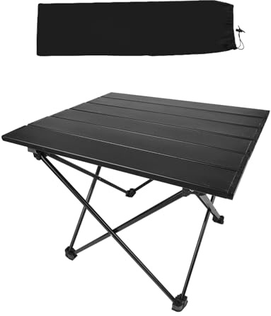 Portable Camping Table, Small Folding Camping Table with Carry Bag, Lightweight Aluminum Foldable Outdoor Table, Compact Picnic Table for Camping, Hiking, Fishing, BBQ, Garden, Patio, Beach, Travel
