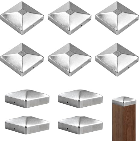 hocadon Chapeau Poteau 9x9, Capuchons pour Poteaux de Clôture, 10 Pièces | Chapeaux poteau en Métal, Forme de Pyramide, Vis Incluses