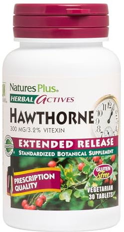 NaturesPlus Herbal Actives Extended Release Hawthorne - 30 Tablets - Vegetarian, Gluten Free - 30 Servings