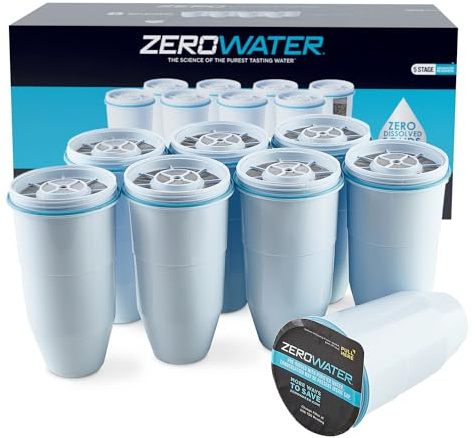 Culligan Zerowater 5-Stage Water Filter Replacement, IAPMO Certified to Reduce PFOA/PFOS, Fluoride, Lead, Chromium and Other Heavy Metals- 0 TDS, BPA Free, 8-Pack