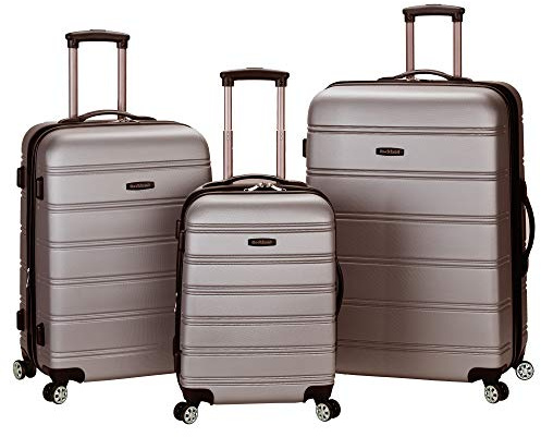 Rockland Melbourne Hardside Erweiterbares Spinner-Rad Gepäck, Silber, 3-Piece Set (20/24/28), Melbourne Hartschalen-Koffer, erweiterbar
