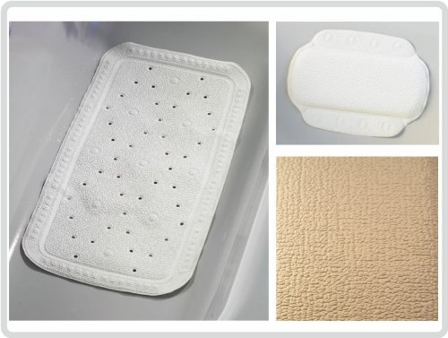Wanneneinlagen-Set Kopfpolster und Badewannenmatte antirutschmatte Farbe: beige *Top-Qualität*