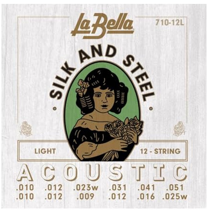 La Bella 710-12L 12-saitige Seide & Stahl leichte Akustikgitarre Saite 10-25