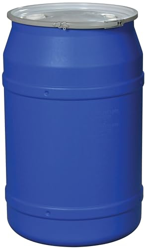 Eagle 55 Gallon Drum with Bung Lid and Metal Lever-Lock, 36.4x22.5, Open Head Lab Pack Plastic Drum Made of Durable, Lightweight HDPE, Withstands Weather and Chemicals, Made in USA, Blue, 1656MBBG