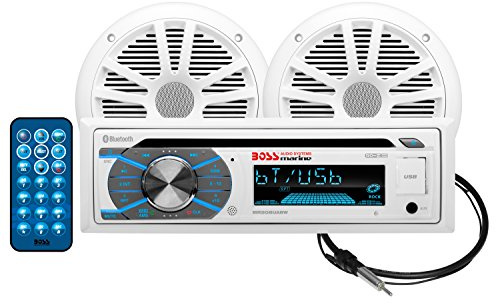 Boss Marine Kit MR508UAB Pair 6.5 MR6W Marine Speakers MRANT10