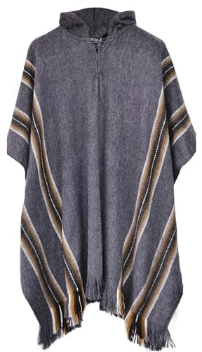 Gamboa Alpaka Wolle Poncho Herren Decke Ponchos Kapuze Cape Pancho Männer Mexikanischer Wollponcho Winter Cowboy Hippie Jacke