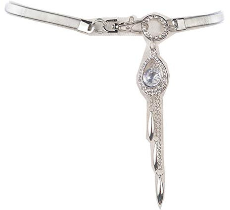 Cheerlife Schmaler Stretchgürtel Damen Stretch Gürtel Taillengürtel Hüftgurt Strass Metallkette elastischer Gürtel Kleid Gürtel 68cm Silber