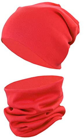TupTam Mütze und Schal Kinder Set – Weiches Schal Mütze Set Kinder für Herbst und Winter, Farbe: Rot, Größe: 56-62