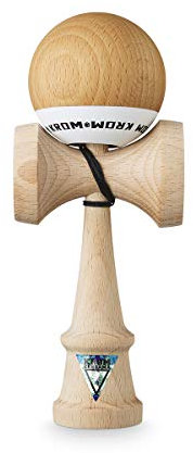 KROM - Kendama POP Naturoptik - Hohe Holzqualität - Für Anfänger und Profis - Pack : Ersatzschnur + Stickers