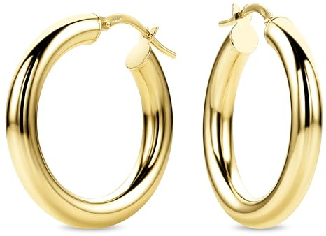 PRINS JEWELS 14 Karat 585 Gold Hochglanz Creolen Ohrringe Gelbgold