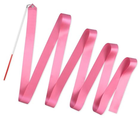 DS. DISTINCTIVE STYLE Dance Ribbons with Wands 4 Yards Long Rhythmic Gymnastics Ribbon Dance Streamer for Kids Baton Twirling (Pink)