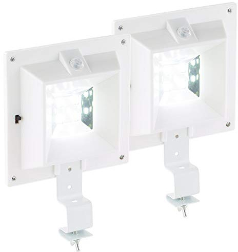 Lunartec Solarlampen Dachrinne: 2er-Set Solar-LED-Dachrinnenleuchten mit PIR-Sensor, 160 lm, 2W, IP44 (LED Solar Dachrinnenlicht, Dachrinnen-Solarleuchte)