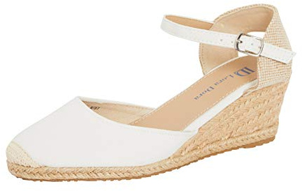 Lora Dora Womens Hessian Wedge Sandals Memory Foam Slingback Mid Heels Fashion Espadrille Ankle Strap Summer Shoes