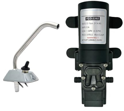 Riloer Wasserpumpe 12 V, selbstansaugend, Galeere, Hochdruck-Elektropumpen, Drehhahn/Hahn für Wohnmobil, Boot/Wohnwagen