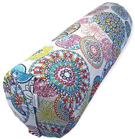SAVASANAS - Bolster, Yoga Kissen, Yoga Bolster, Yoga zubehör, Yoga Rolle, pilatesrolle, yogabolster, waschbarer Bezug, gefüllt mit Bio-Dinkelschalen, tragegriff, 62x20cm