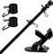 HORSE SECRET Kit de Mât de Drapeau en Aluminium Noir 180 cm, avec Support Mât de Drapeau en Acier Inoxydable à Fixe au Mur avec Anneaux Rotatifs