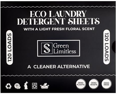 Green Limitless Eco Laundry Detergent 120 Sheets (Loads) with A Light Fresh Floral Scent. All the benefits of a liquid detergent, washing powder, or washing pods without any of the drawbacks.