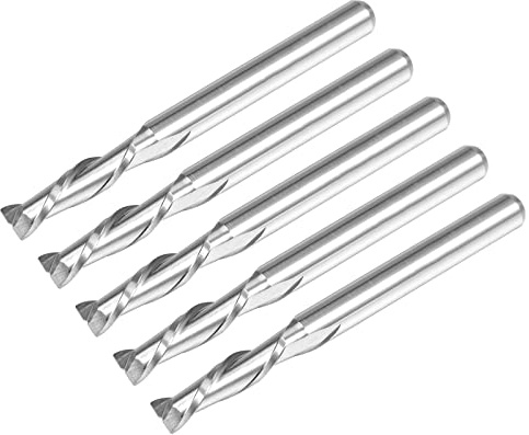 QUARKZMAN 3,175mm 1/8 Tige 3,0mm x 12mm Spirale Routeur Bits 5PCS Solide | Carbure CNC Fin Fraise pour Découpe Acrylique Plastique Résine Bois [2 Cannelures]