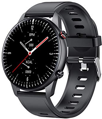 QESTO AVB Montre intelligente de sport pour homme Bluetooth Appel fréquence cardiaque Bracelet compatible lecteur MP3 Connecté au casque TWS (E)