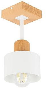 alfalux Lampada A Sospensione Lampada Da Soffitto LED Con 1 Paralume In Metallo E Legno Per Soggiorno Camera Da Letto Cucina Stile Moderno WE10x10BU