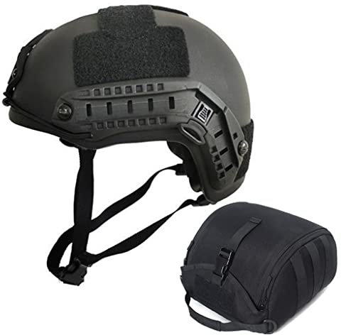 Mit Helm Aufbewahrungstasche 1.3 KG Schwere NIJ IIIA Kevlar Schnell Militärischen Kugelsicheren Helm, 10mm Dick, Für Outdoor CS Taktische Airsoft Paintball Jagd Spiel (Color : BK)
