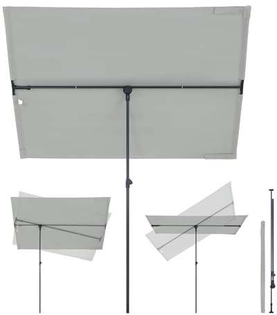 Sekey Sonnenschirm Rechteckig, 130x180 cm Sonnenschirm Balkon mit UPF50+ Sonnenschutz, ideal für Sonnenschutz und Privatsphäre auf Balkon und Terrasse Hellgrau
