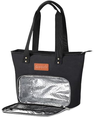 grepute Laptop Lunchtasche Damen, 15.6 Zoll, Schwarz