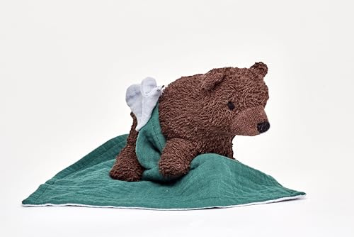 Käthe Kruse Billi Bär I Bärenstarker Kuschelfreund für Kinder ab 0 Jahren I Waschmaschinenfestes Baumwollfrottee-Kuscheltier inkl. Musselin-Tuch