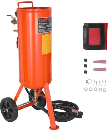 VEVOR Mobiles Sandstrahlgerät 37 L Sandstrahlanlage 2,3 m Arbeitsschlauch Sandstrahler 60–110 PSI Arbeitsdruck ideal zum Entfernen von Rost, Farbe, Flecken und das Polieren großer Flächen