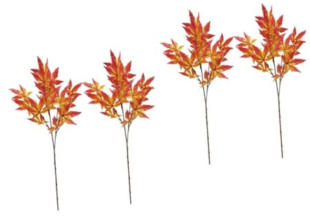 Zerodeko 4 Stück Simulierte Ahornblätter Künstliche Palmenpflanze Außendekoration Tisch Ornament Bürodekoration simulierte Anlage Begrünungsdekor schmücken Requisiten Zweig Dekorationen