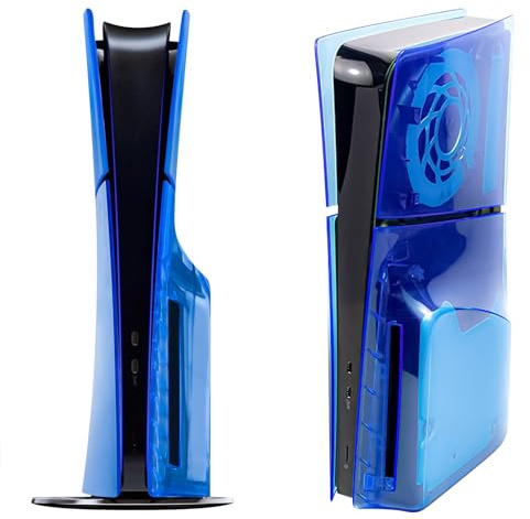 Geekria Transparent Cover Plates Compatible with PlayStation 5 Slim Disc Edition, Replacement Shell Gaming Accessories with Fan Vents, Hard Shockproof ABS Shell Side Panels