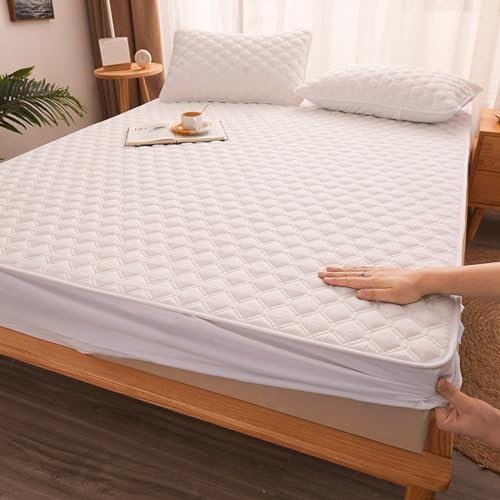 JIANINGHOME Gesteppte Bettlaken 90x200,Spannbettuch Gewaschene Baumwolle Stoff Tagesdecke Matratzenschoner Topper