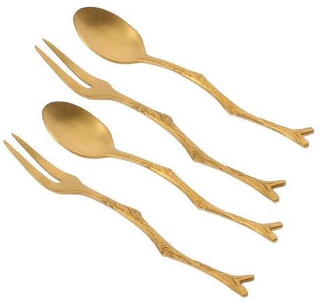 Cabilock 12 Piezas Bifurcación De Rama De Acero Inoxidable Mini Cuchara De Postre Cucharas Antiguas Tenedor Cuchara Cena Vajilla Cucharas De Antiguas Tenedor En Forma De Rama