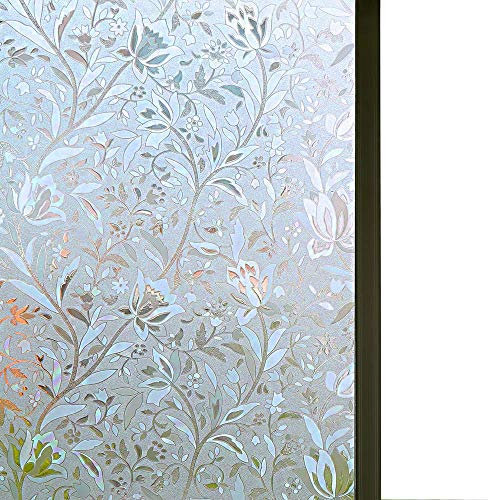 Fensterfolie,Fensterfolie Blickdicht Färbung Buntglas Küche Badezimmer Fenster Aufkleber Matte Tür und Fenster Folie Privacy Protection Opaque PVC Film(55x100cm)