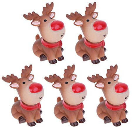 HOLIDYOYO 5 Stücke Weihnachten Elch Dekorationen Harz Elch Ornamente Weihnachten Figurine Elch Statue Für Weihnachten Home Decor Dekorative Elch Dekoration