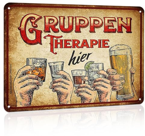 Chstarina retro blechschilder vintage, schild gruppentherapie hier, bar schilder retro, metallschilder, lustige schilder alkohol für Haus, Café-Bar, Club, Pub, Wanddekoration, 30 * 20 cm