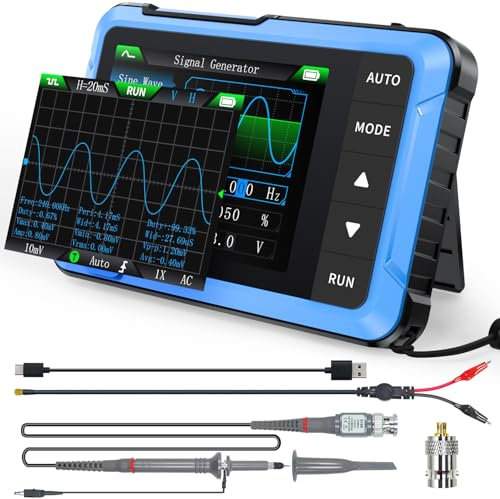 FNIRSI dso-510 portable oscilloscope/dds signal generator 2 in 1, 2.8 inch tft digital portable automotive oscilloscope, 10mhz bandwidth, 48ms/s sampling rate, fu