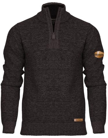 Bench Mens 1/4 Zip Jumper Fleece Lined Warm Winter Pullover Funnel Neck Premium Quarter Zip Sweater Knitwear