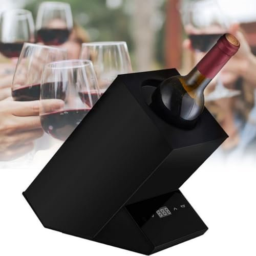 ZXSYYDS Enfriador De Vino Eléctrico para 750ml De Vino Tinto O Blanco, Enfriador De Vino para Una Sola Botella En El Patio, Mantiene El Frío hasta 24 Horas para Cerveza, Agua, Leche, Vino,Black