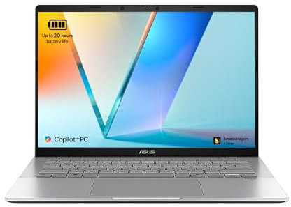 ASUS Vivobook S 14 S3407QA Laptop | 14.0-inch 2.8K Screen | CoPilot+ PC | Qualcomm Snapdragon X Plus | 16GB RAM | 1TB PCIe G4 SSD | UK Layout Backlit Keyboard | 20 Hour Battery Life | Windows 11 Home