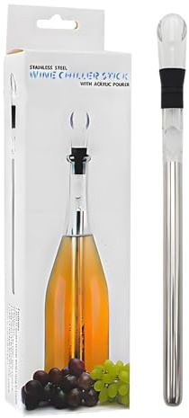 Barra enfriadora de vino para botellas | Barra de enfriamiento de vino tinto, barra enfriadora de botellas de vino de acero inoxidable, barra de enfriamiento de vino sin hielo con tapón y vertedor