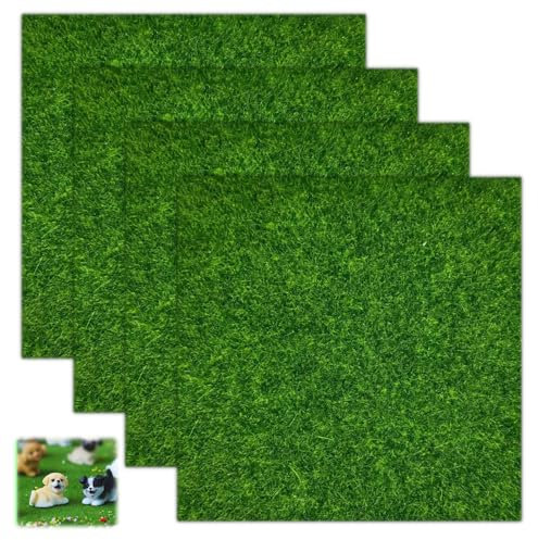 15 x 15 cm Fake Grass Mat,4 PCS Model Grass,Miniature Artificial Grass Mat,Modelling Grass,Artificial Grass Mat,Artificial Graden Grass for Craft,Artificial turf for Modelling, Dolls House, Toy Farm