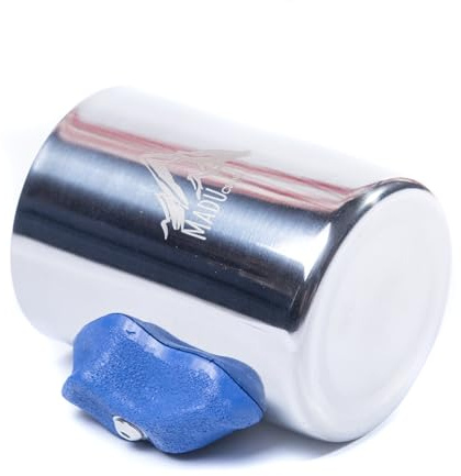 Madu Climb Stainless Steel Thermal Camping Cup for Rock Climbers – with Pinch Hold – Lightweight Durable Outdoor Adventure Coffee Cup for Hiking, Climbing (Blue)