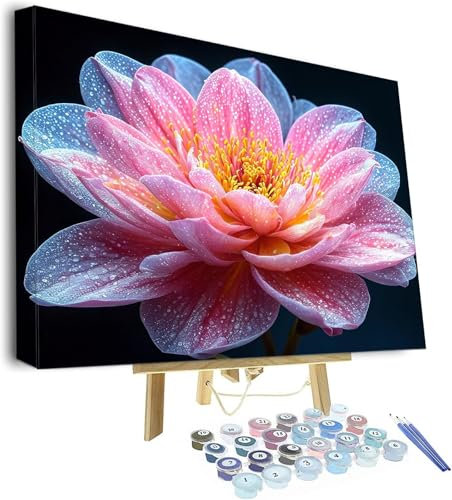 Malen Nach Zahlen Erwachsene, Rosa Paint by Numbers Adult, Blumen DIY Handgemalt Ölgemälde Mit 3 - Pinseln und Acrylfarbe Knitterfreie Leinwand Kit, Wand Deko Bilder Ohne Rahmen, 120x80cm P-655
