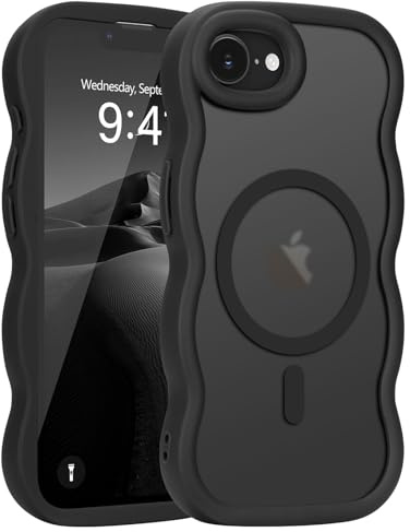 Pepmune für iPhone 17e/16e Hülle Kompatibel mit MagSafe, Schwarz | Wellen Design TPU Bumper Stoßfest Schutzhülle. Magnetisch Handyhülle. Durchscheinend Silikon Case.